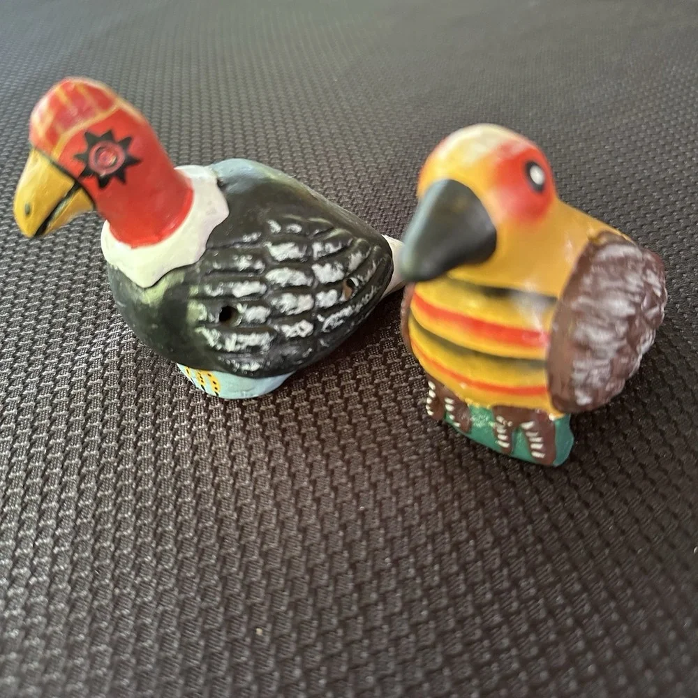 Lot of 2‎ Water Bird Whistles Peru Wood Handmade Hand Painted Colorful